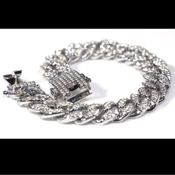 New Men’s Iced Out CZ Diamond Link Chain Bracelet - Picture 8 of 10
